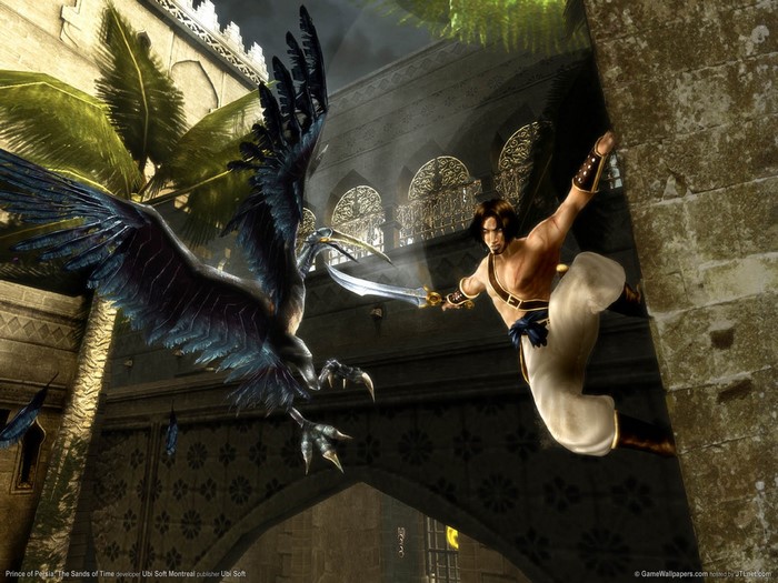 Prince of Persia from Prince of Persia: The Sands of Time fighting a bird creature