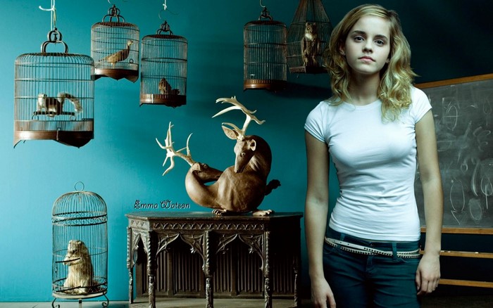 Emma Watson with Surreal Animal Cages