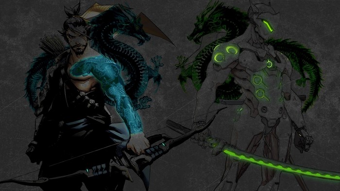 Hanzo and Genji from Overwatch with Dragons