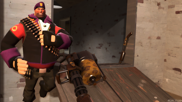 Heavy from Team Fortress 2 with a minigun