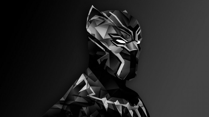 Black Panther Low Poly Monochrome Portrait
