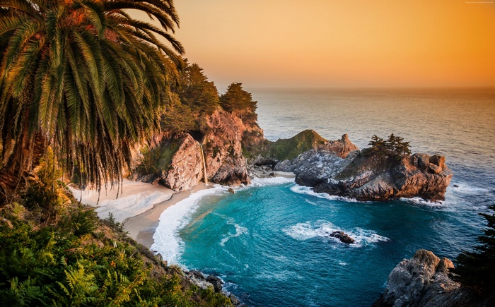 McWay Falls, Big Sur, California at Sunset