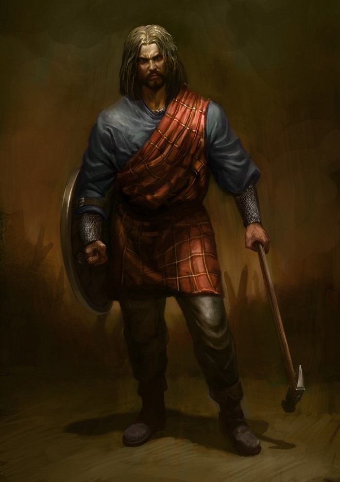 Ancient Warrior with Shield and Hammer