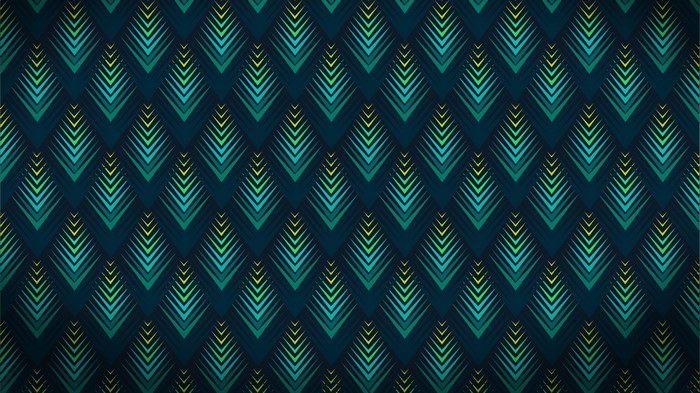 Geometric pattern of stylized peacock feathers