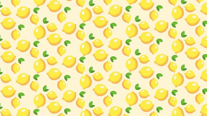Yellow lemons and green leaves pattern