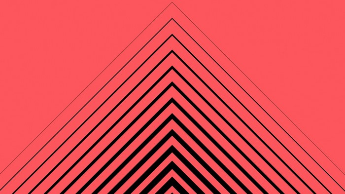 Geometric pattern of black triangles on a red background