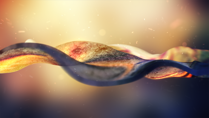 Abstract colorful wavy digital art with bokeh