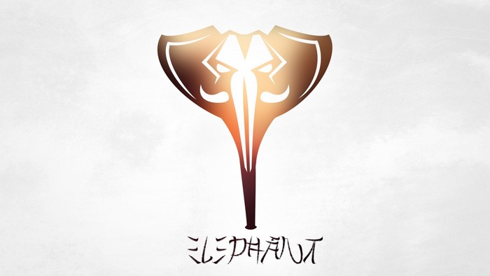 Elephant logo with stylized trunk and tusks