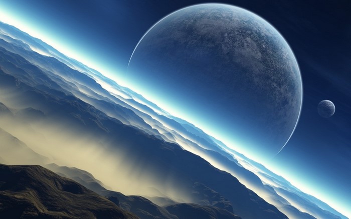 Majestic Outer Space with Planets and Atmospheric Layers