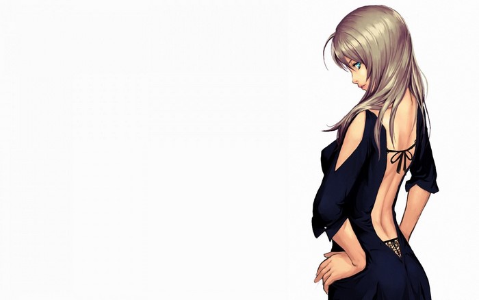 Anime girl in a black dress