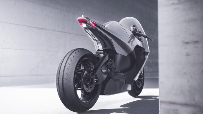 Electric motorcycle with sleek, futuristic design