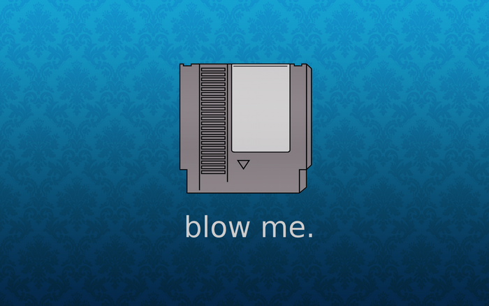 Nintendo NES cartridge with text "blow me."