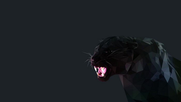 Low poly black panther roaring