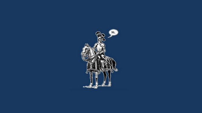 Knight on horse saying Ni from Monty Python and the Holy Grail