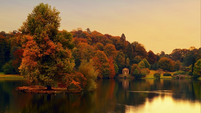 Autumn landscape with a lake and trees