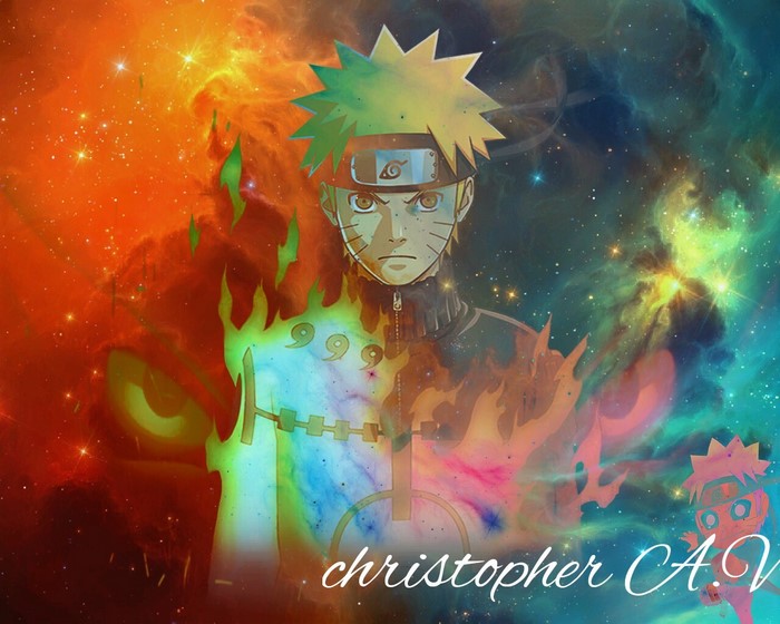 Naruto Uzumaki in a psychedelic galaxy