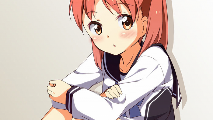 Anime girl with pink hair in school uniform