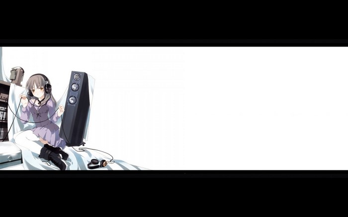 Anime girl with headphones and speaker