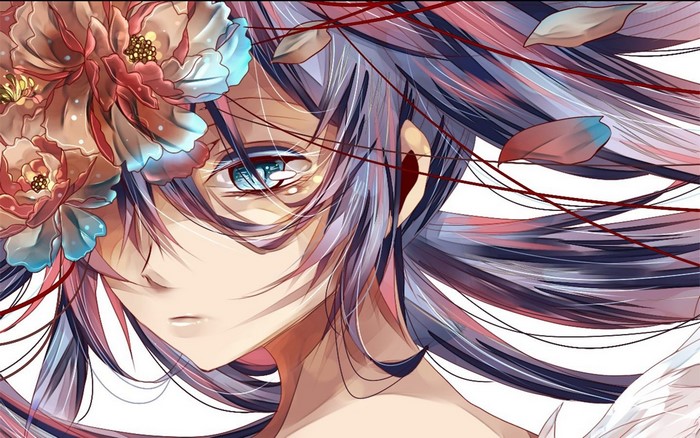 Anime girl with flowers in her hair