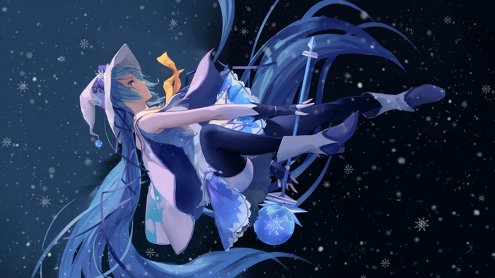 Hatsune Miku from Vocaloid in a winter outfit