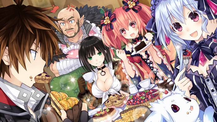 Fairy Fencer F characters at a tea party
