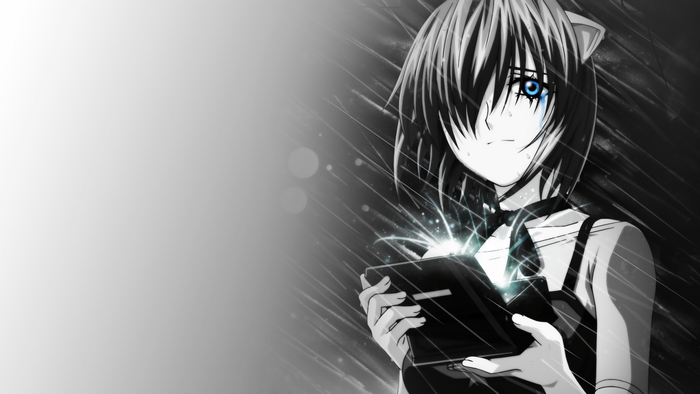 Nyu from Elfen Lied holding a glowing book