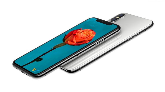 iPhone X with a rose wallpaper