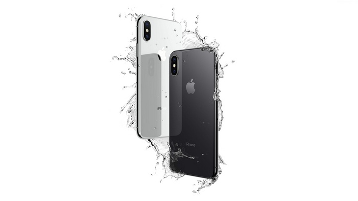 iPhone X with water splashes
