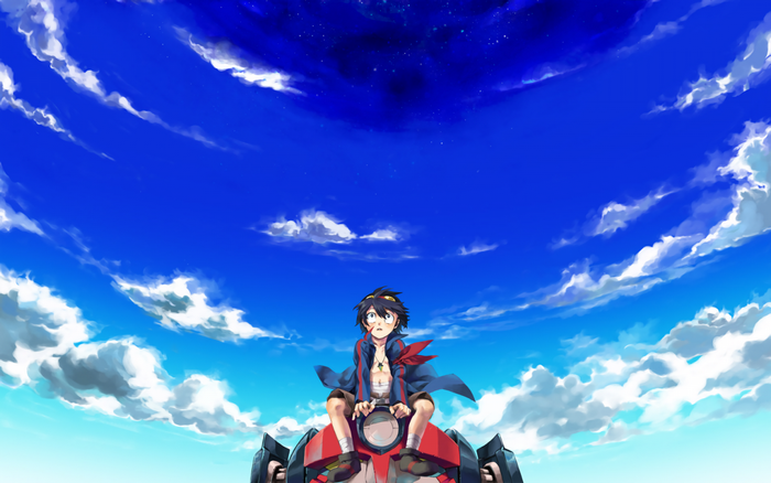Simon from Tengen Toppa Gurren Lagann on a vehicle