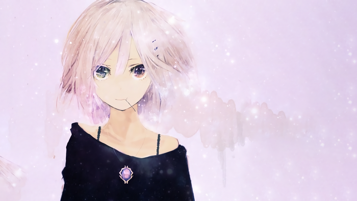 Anime girl with pink hair and purple pendant