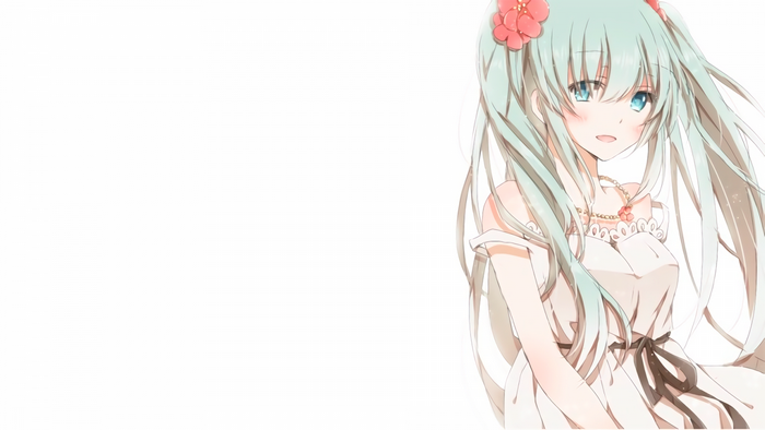 Hatsune Miku from Vocaloid in a white dress