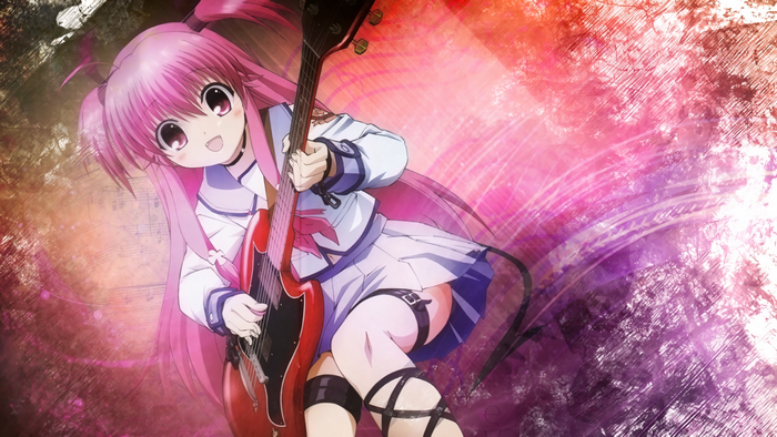 Yui from Angel Beats playing guitar