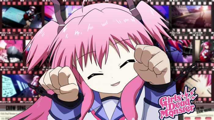 Yui from Angel Beats! with Girls Dead Monster logo