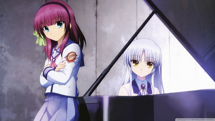 Yuri Nakamura and Kanade Tachibana from Angel Beats! playing piano