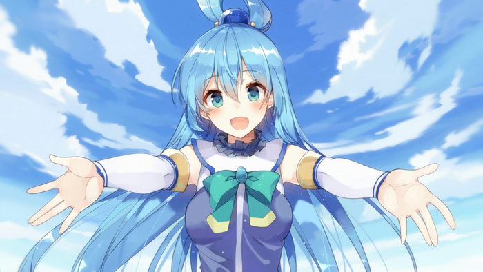 Aqua from Kono Subarashii Sekai ni Shukufuku wo! under the sky