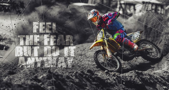 Motocross Rider with Motivational Quote