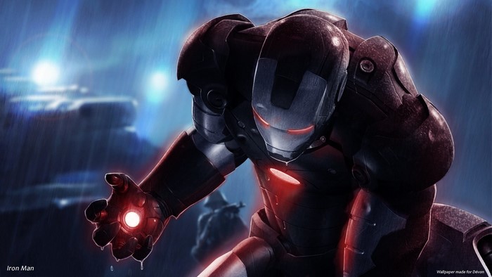 Iron Man in Dark Stormy Battle Scene
