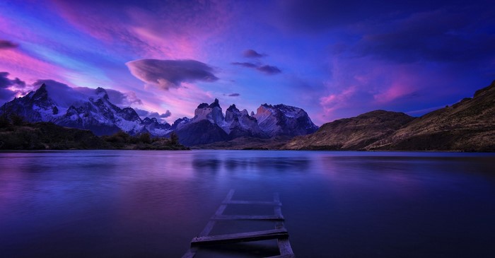 Torres del Paine National Park, Patagonia, Chile at sunset
