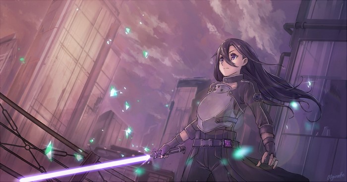 Asuna from Sword Art Online with a lightsaber