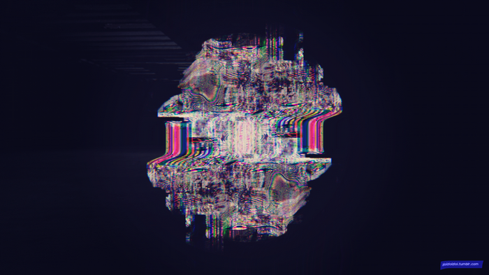 Abstract glitch art illustration with symmetry