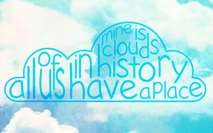 Typography in a cloud shape on a sky background