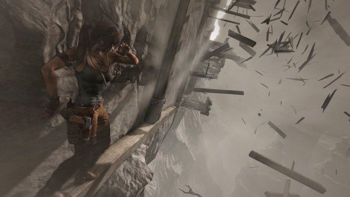 Lara Croft from Tomb Raider in a cave
