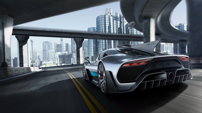 Mercedes-AMG Project One hypercar on a city highway