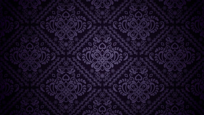 Purple damask pattern with floral motifs