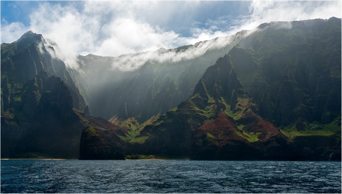 Dramatic Coastal Mountains with Clouds over the Ocean