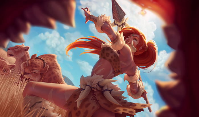 Nidalee from League of Legends with cougars