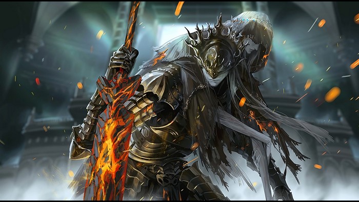 Dark Souls III Warrior with Fiery Greatsword