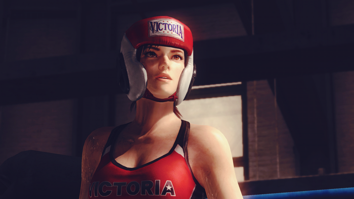 Kasumi from Dead or Alive 5 wearing boxing gear