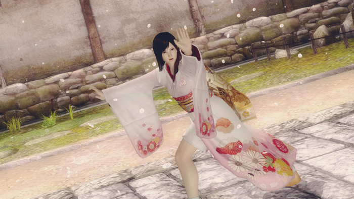 Kasumi from Dead or Alive 5 in a pink kimono