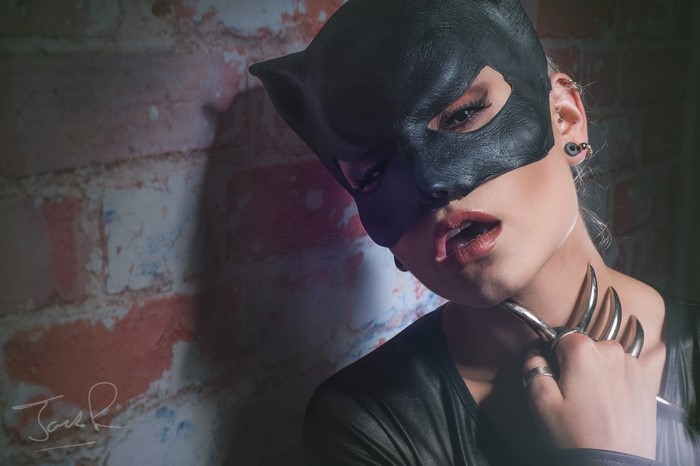 Woman in Catwoman Mask with Claws